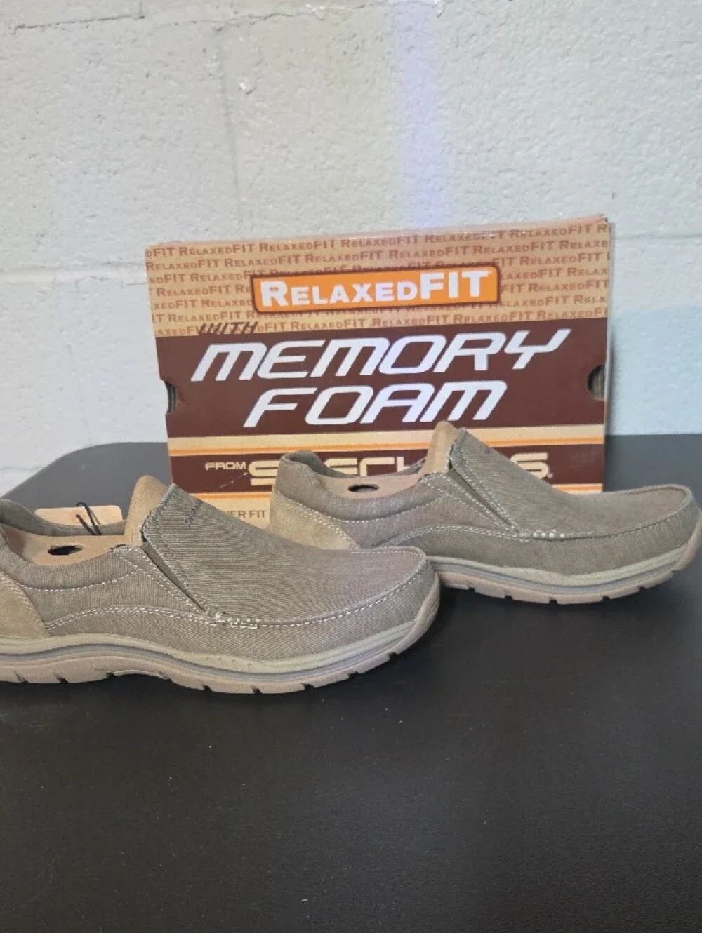 Skechers Relaxed Fit Slip-On Loafers in Taupe